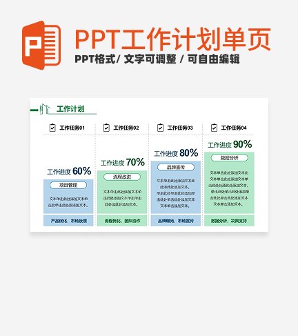 绿色工作计划四项PPT单页