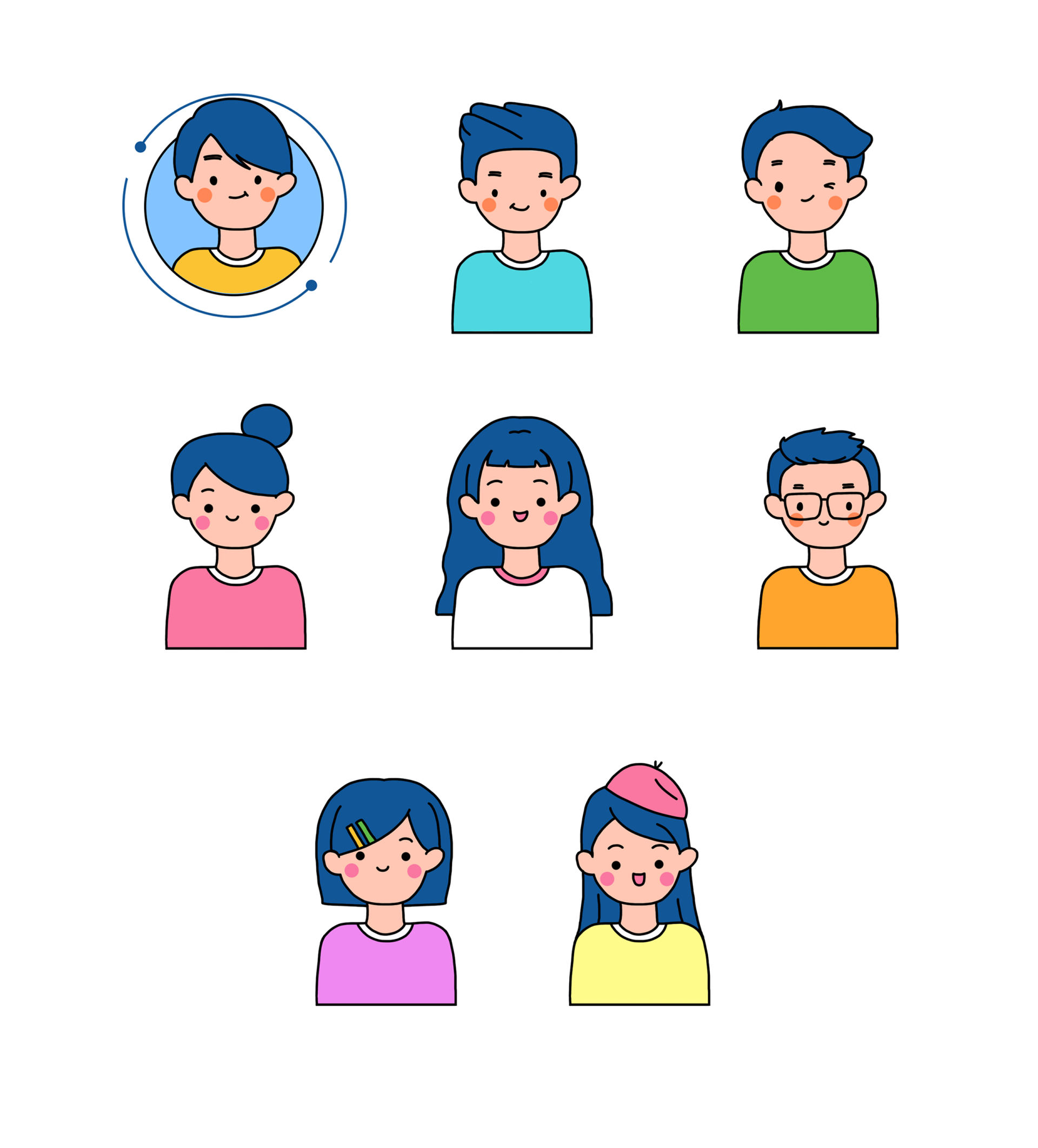 手绘人物头像插画
