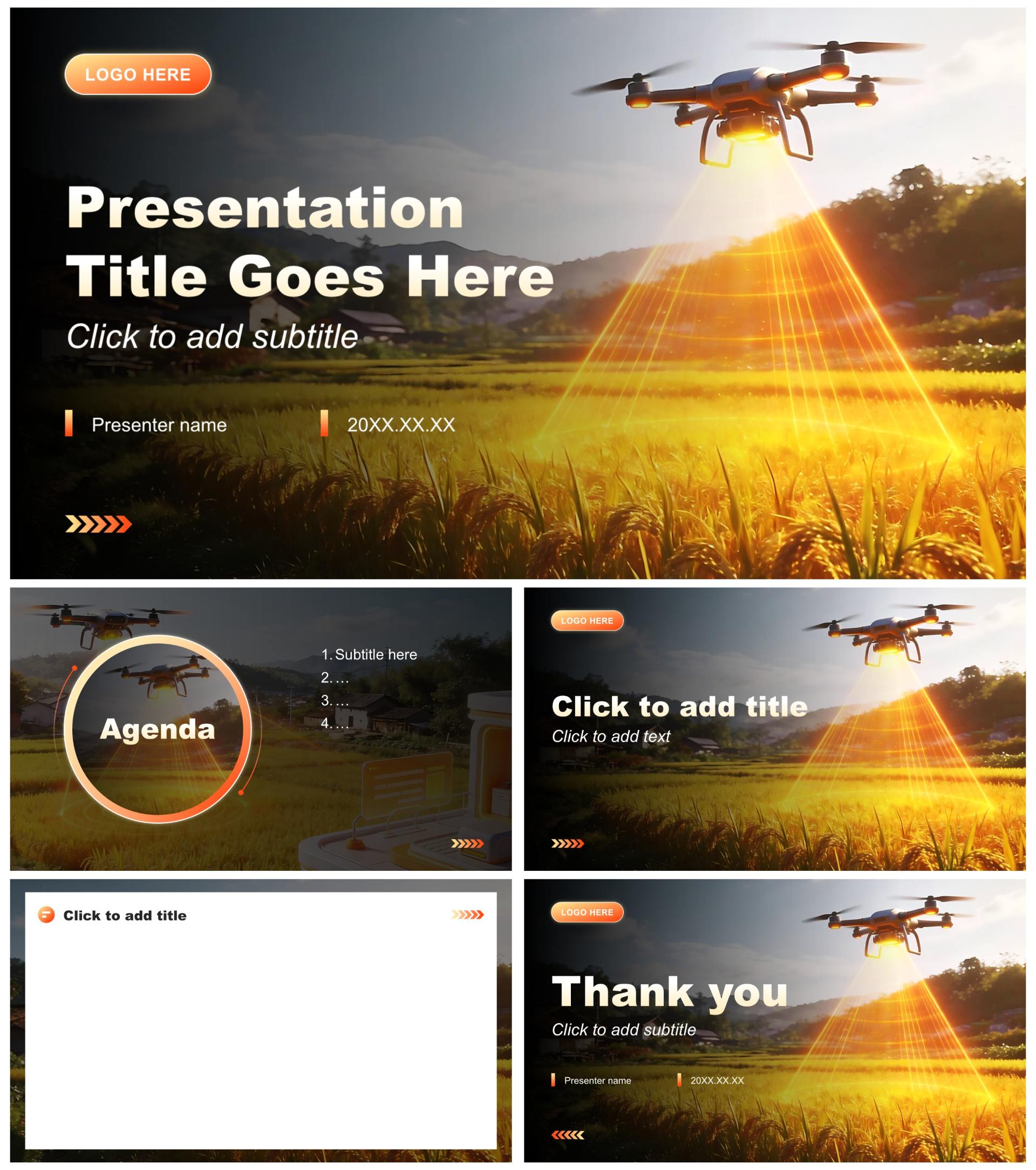 橙黄色简约风科技创新创业大赛汇报PPT主题模板