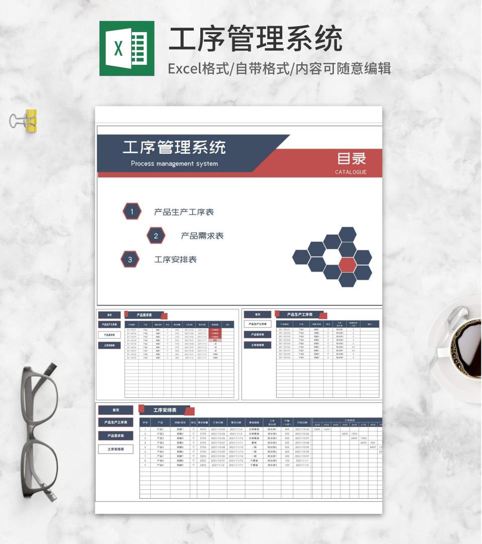 生产工序管理安排系统Excel模板