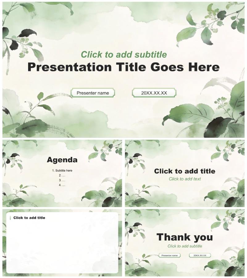 绿色小清新风职业规划陈述汇报PPT主题模板