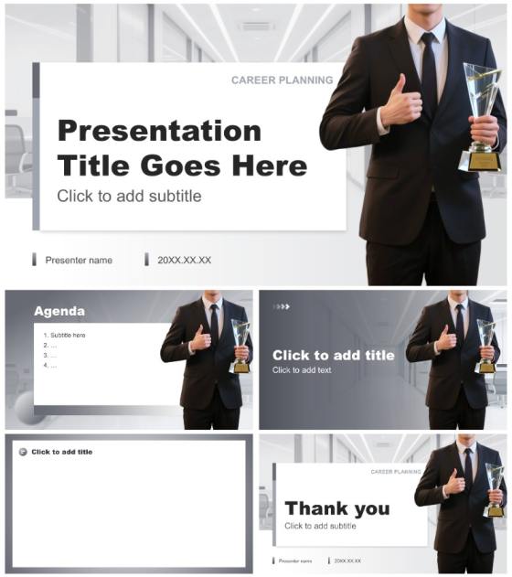 灰色商务风大学生职业规划大赛汇报PPT主题模板