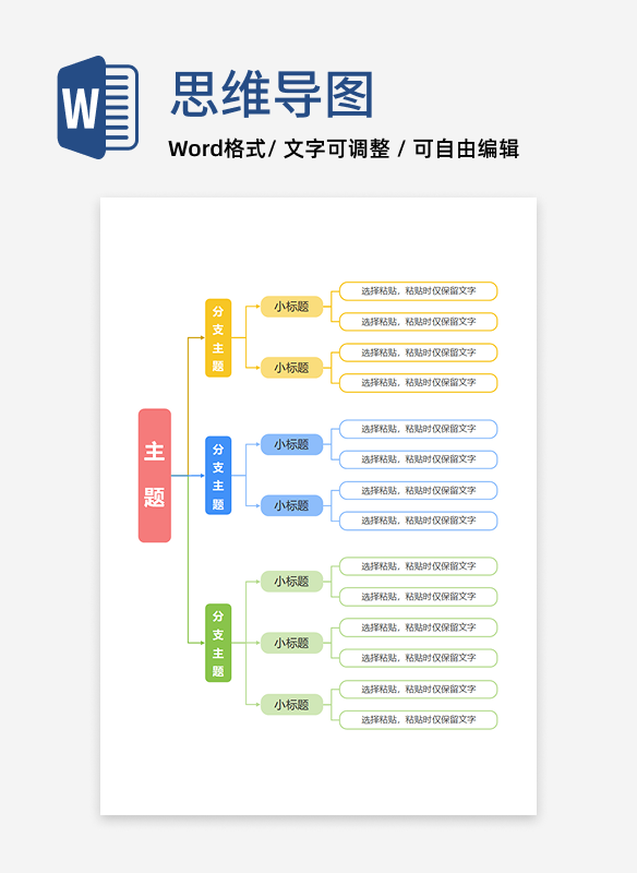 思维导图-彩色简约通用竖版思维导图