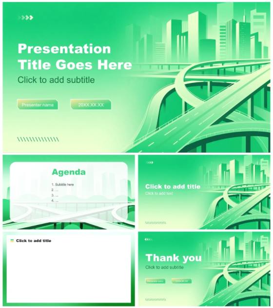 绿色商务风大学生就业发展报告PPT主题模板