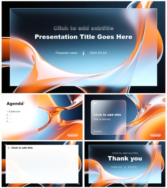 橙色流体简约风微质感英语自我介绍演讲PPT主题模板