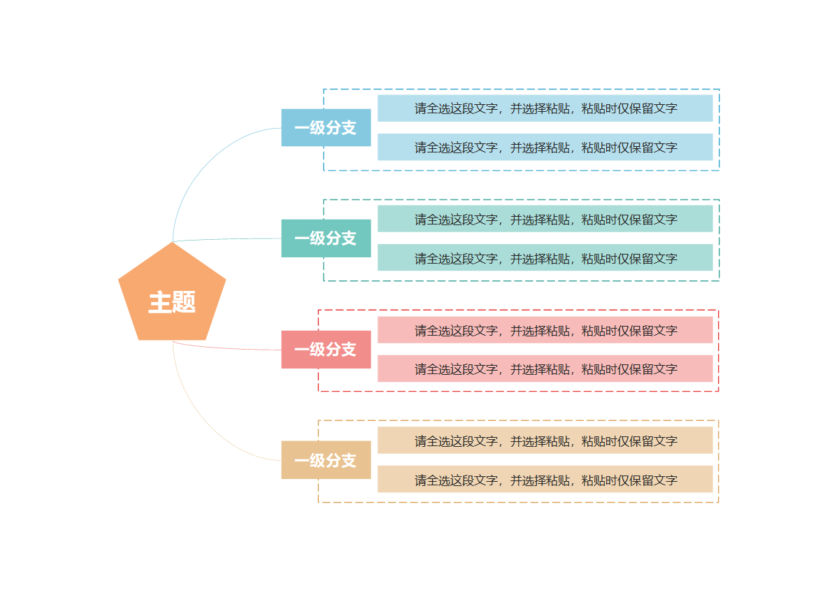 思维导图-彩色简约多边形思维导图word模板