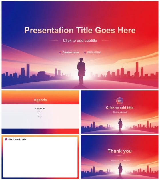 紫色简约活泼渐变风新生入学自我介绍PPT主题模板