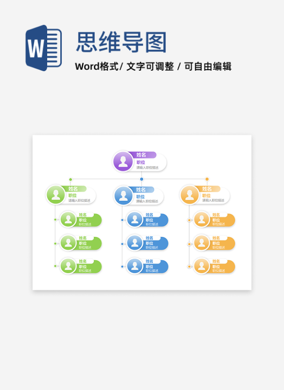组织架构-彩色圆形组织结构图word模板