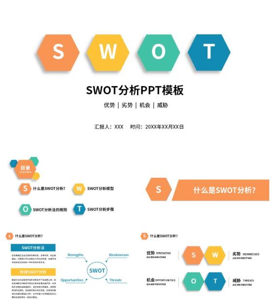 简约商务企业数据SWOT分析PPT模板