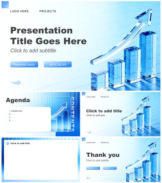 蓝色商务风年度规划工作述职汇报PPT主题模板