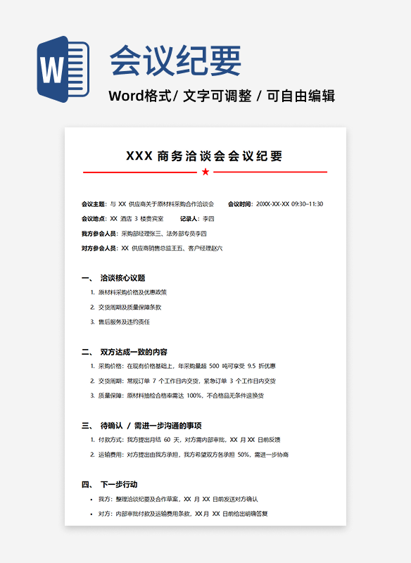 商务洽谈会会议纪要