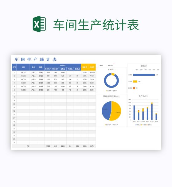 车间生产统计表excel模板