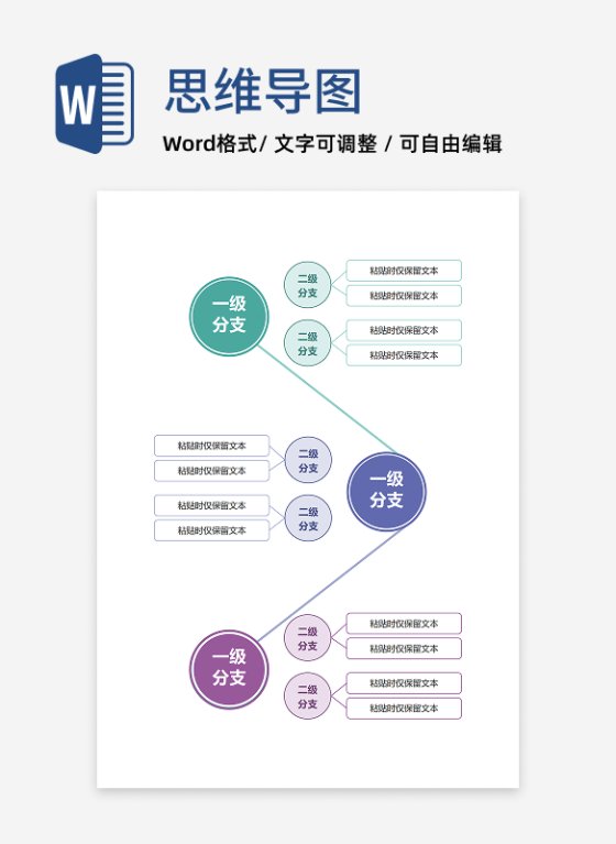 思维导图-三色简约圆形思维导图word模板