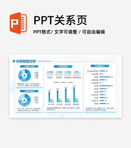 蓝绿色简约渐变财务数据分析工作总结PPT单页
