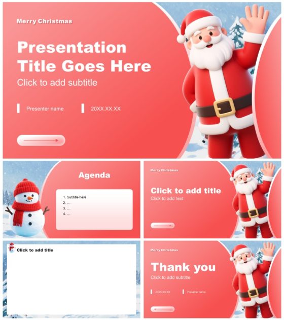 红色3D卡通风圣诞节活动策划方案PPT主题模板