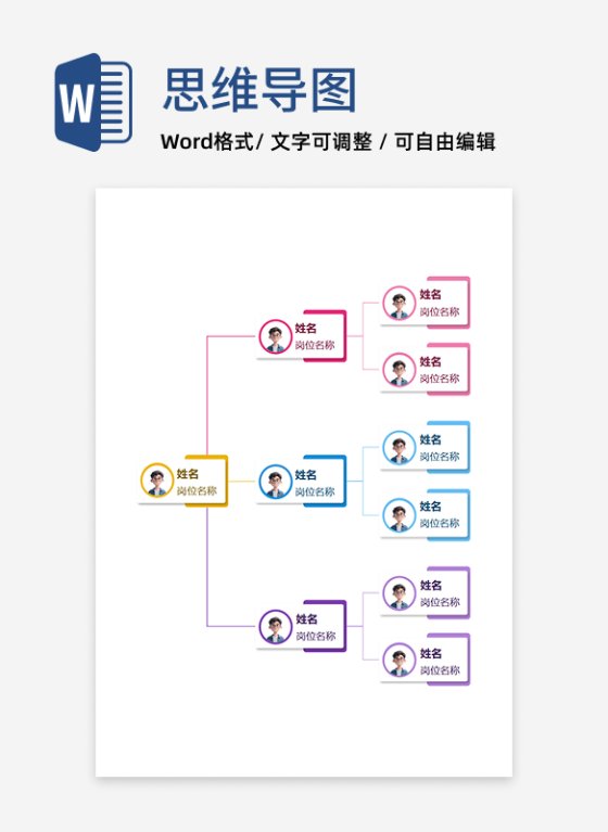 组织架构-通用竖版职称组织架构word模板