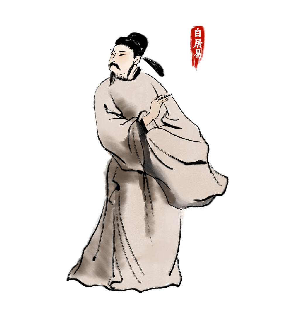 白居易古代文人水墨素材