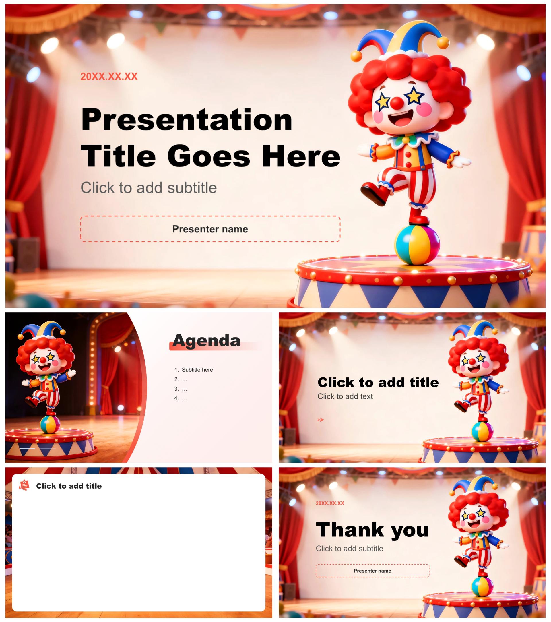 红蓝卡通风愚人节趣味活动策划PPT主题模板