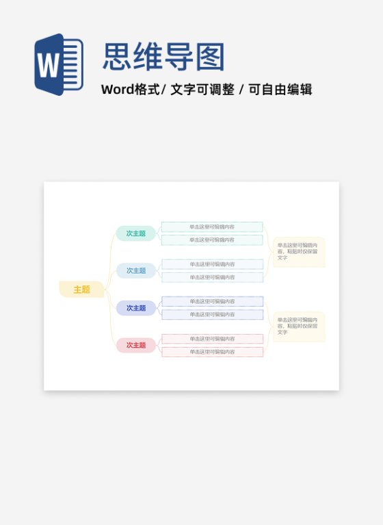 思维导图-彩色简约几何通用横板word模板1