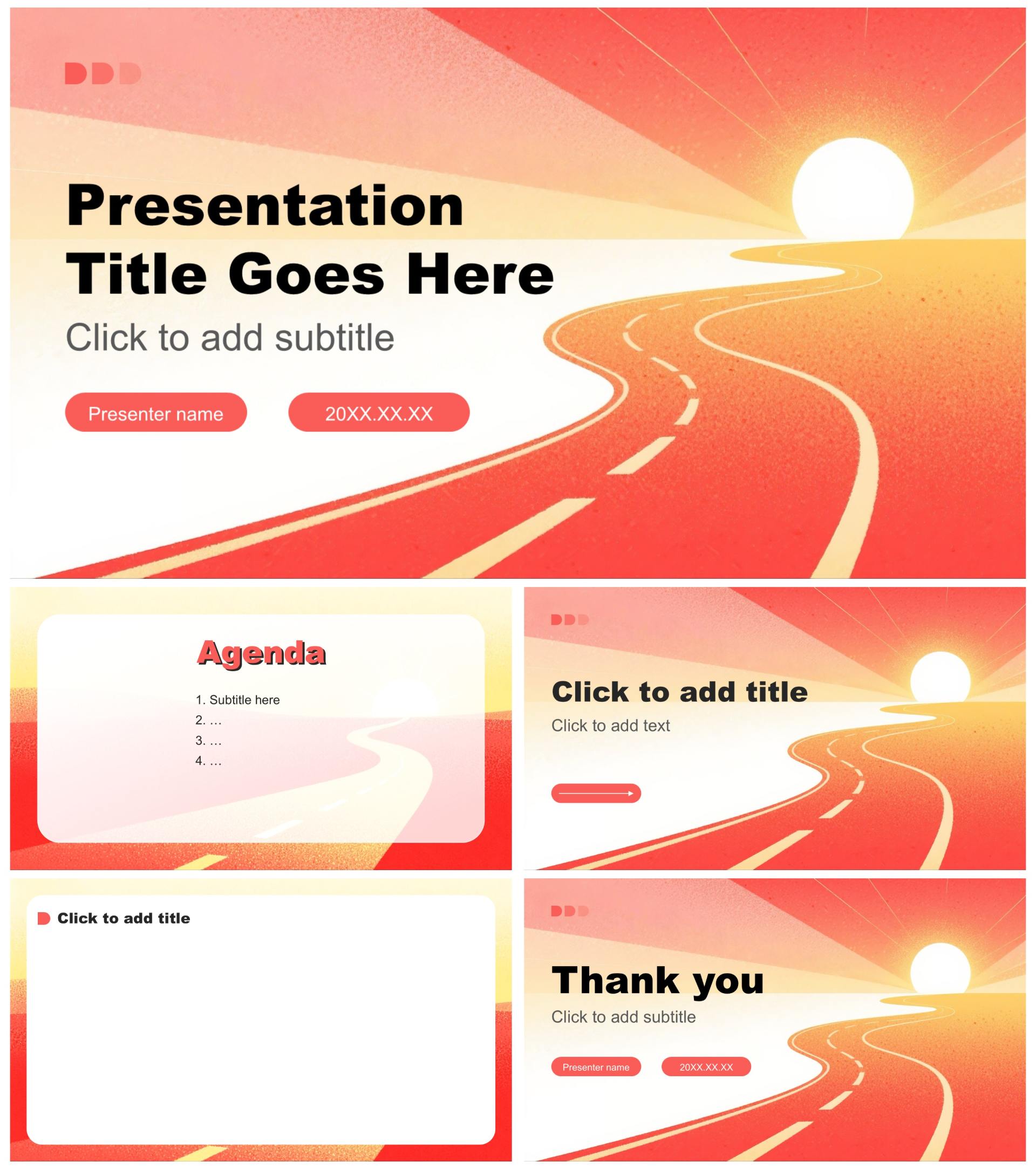 红色插画风大学生职业规划通用PPT主题模板