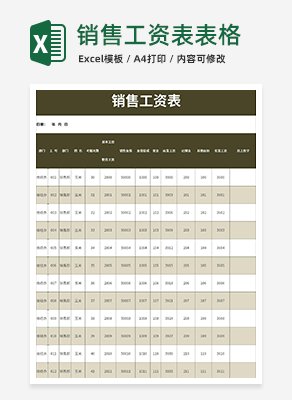销售工资表表格excel模板