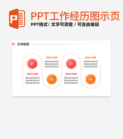 工作经历 - 粉橙色时间轴PPT单页