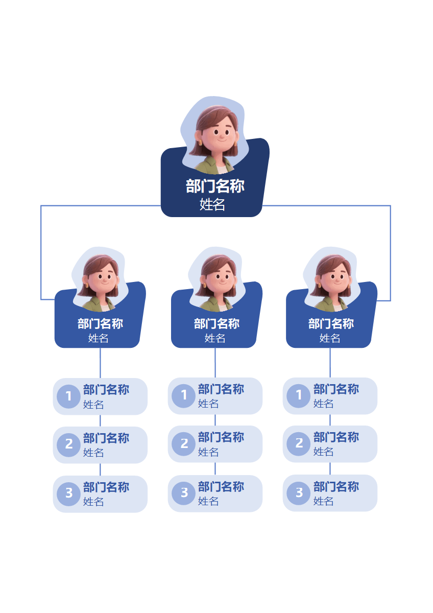 组织架构-蓝色异形竖版通用word模板