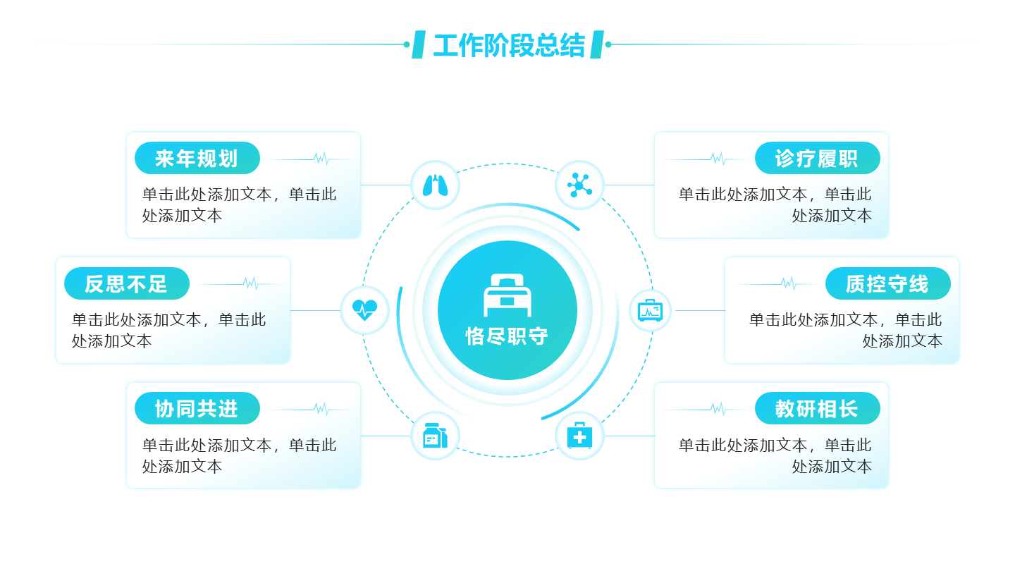 绿色渐变6项医疗循环PPT单页