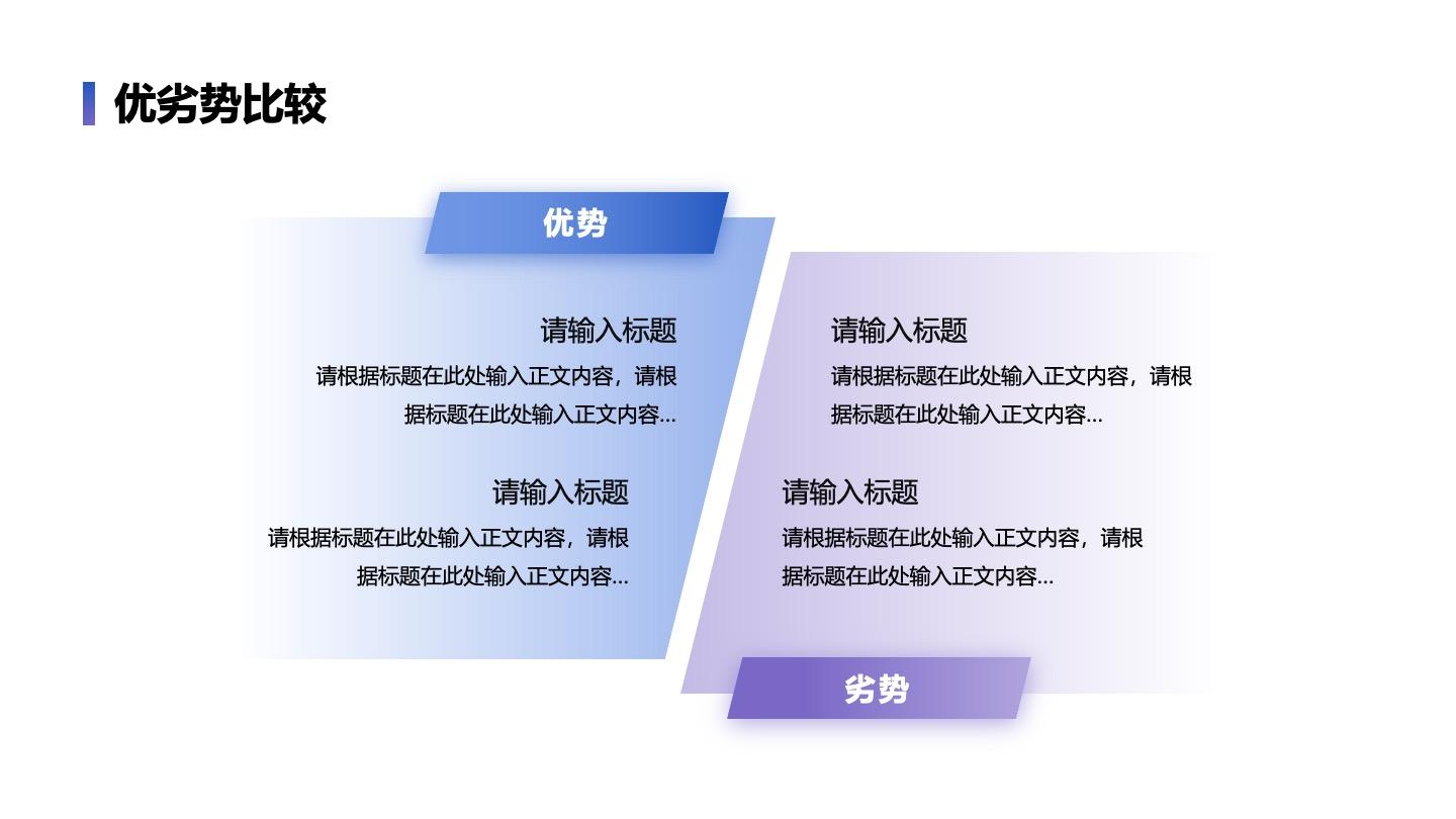 优劣势-蓝紫色渐变多项优劣比较PPT单页