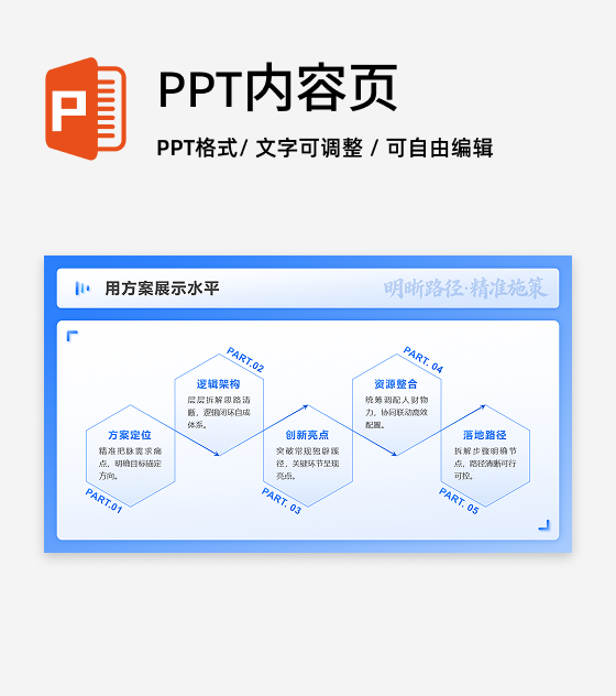 蓝色几何简约风述职竞聘流程PPT单页