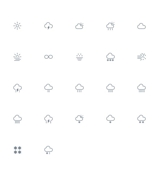 单色线性天气现象图标icon