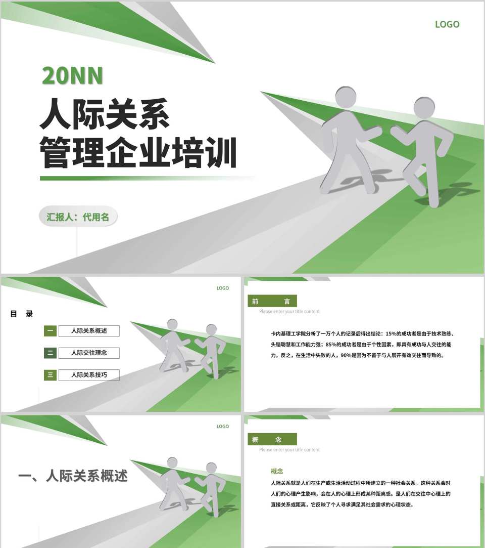 白色扁平风人际关系管理培训PPT模板