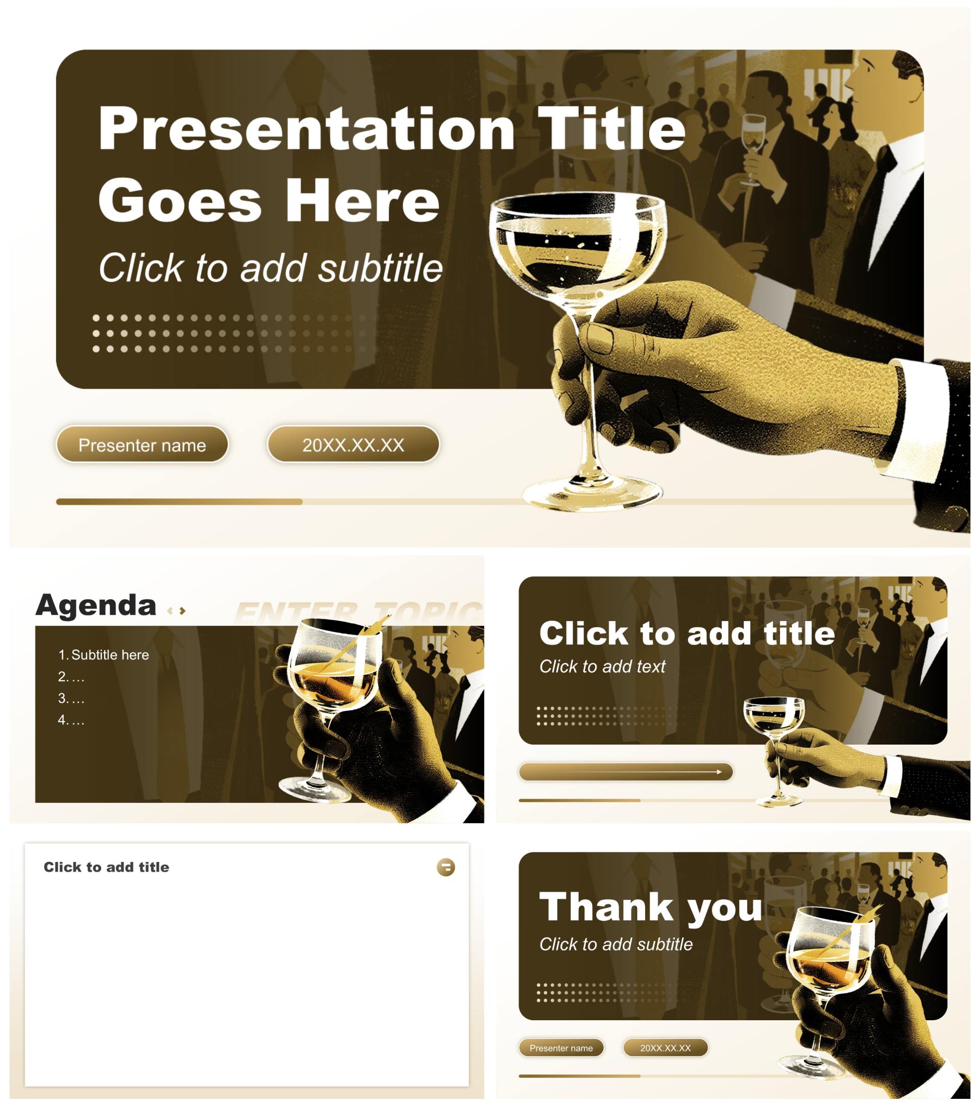 黑金商务风马年春节企业活动策划通用PPT主题模板