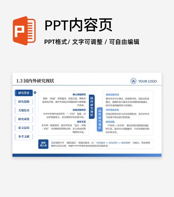 研究现状-学术风通用论文答辩开题报告汇报PPT单页