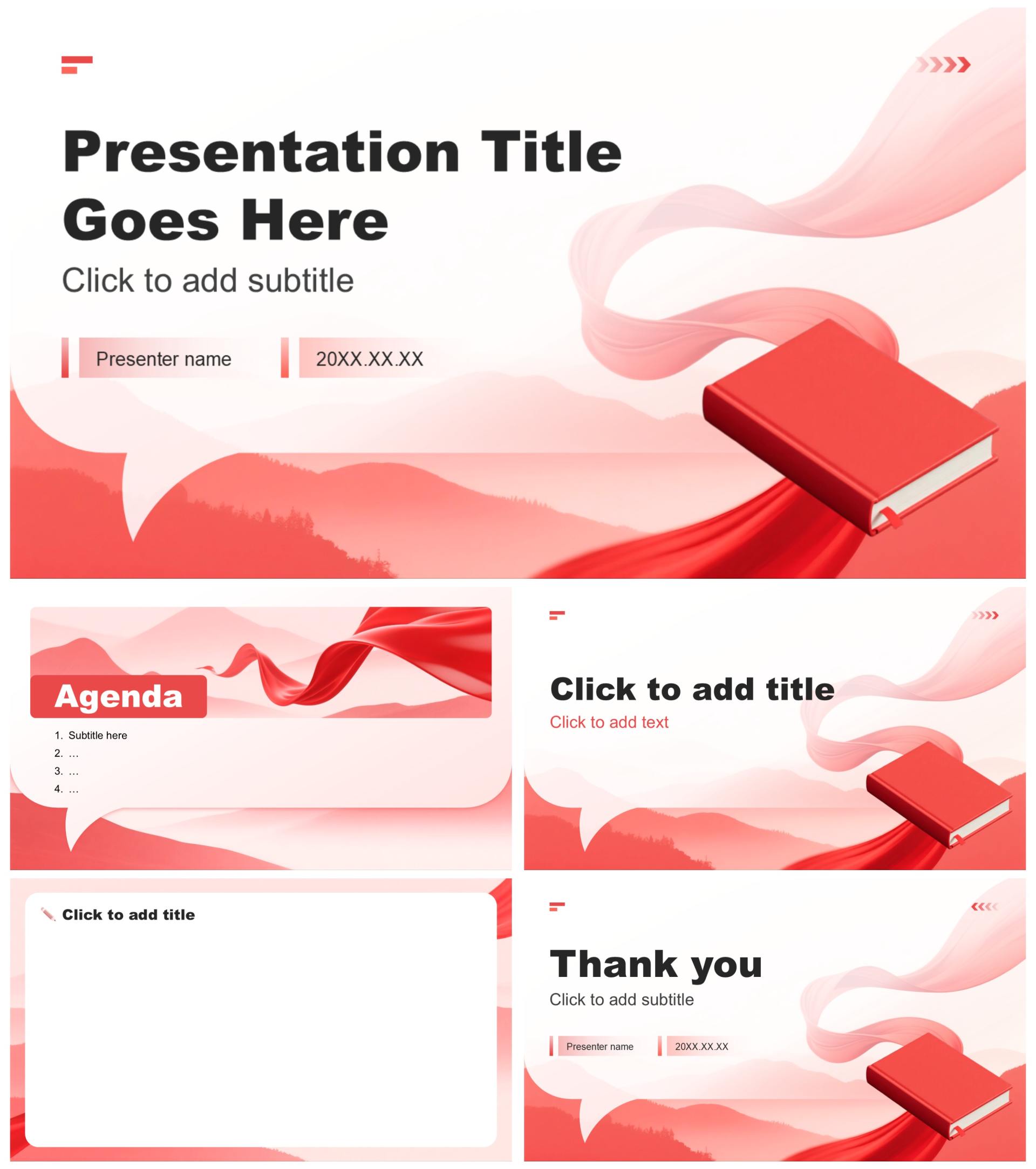 红色渐变党政风班委竞选演讲PPT主题模板