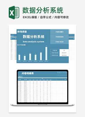 蓝色市场调查数据分析系统Excel模板