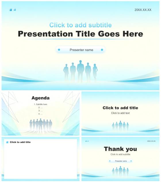 蓝色清新简约风团队成员介绍企业培训PPT主题模板