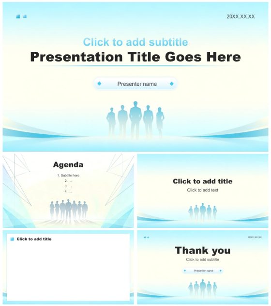 蓝色清新简约风团队成员介绍企业培训PPT主题模板