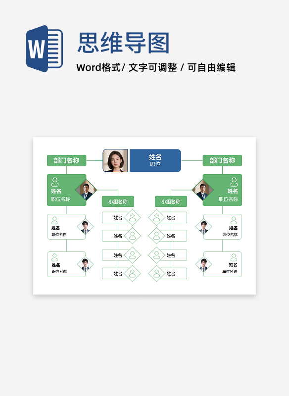 清新绿团队协作架构 Word 模板