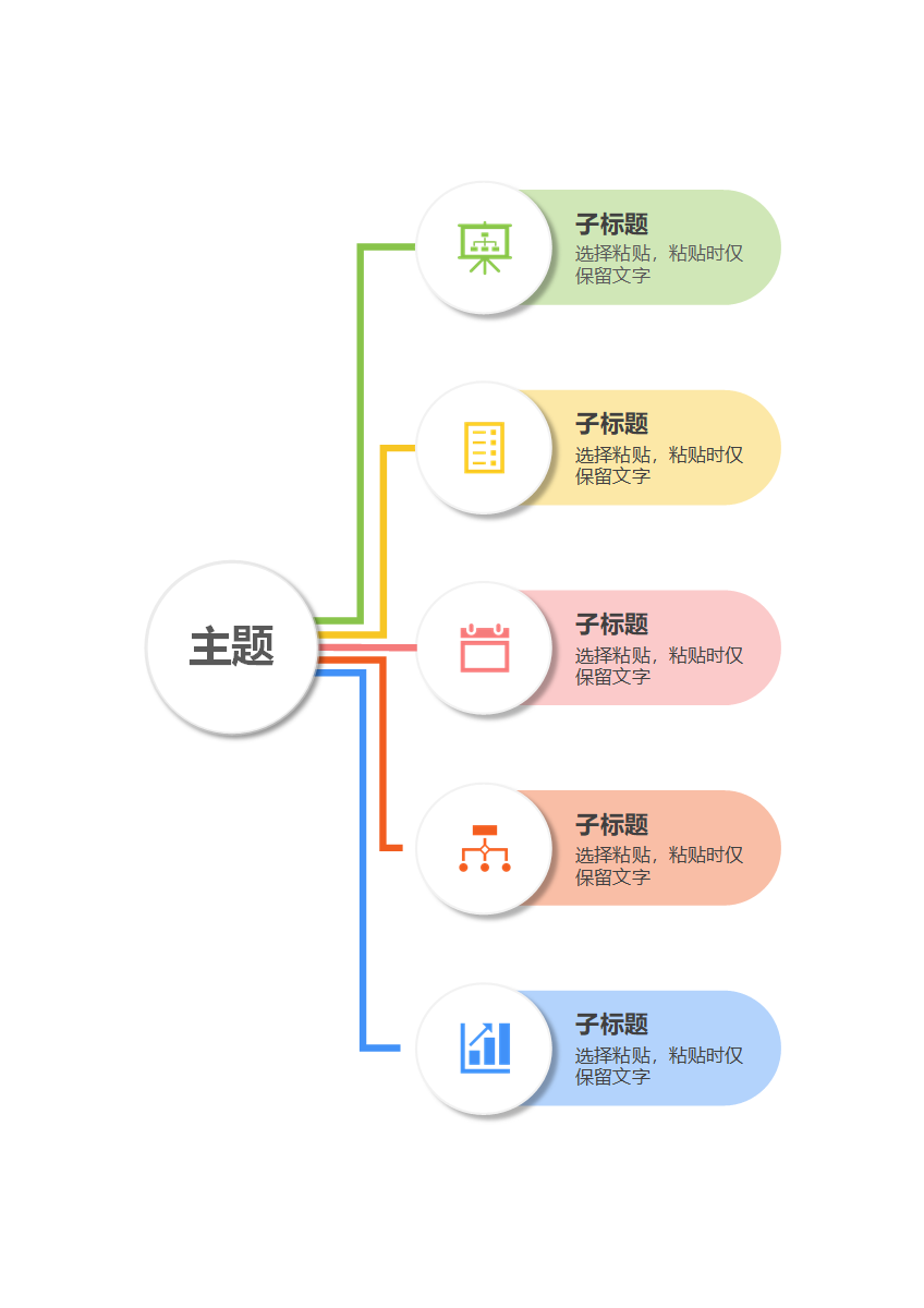 思维导图-彩色线条竖版思维导图