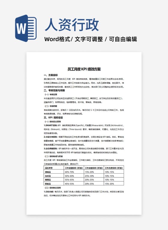 员工月度 KPI 绩效方案