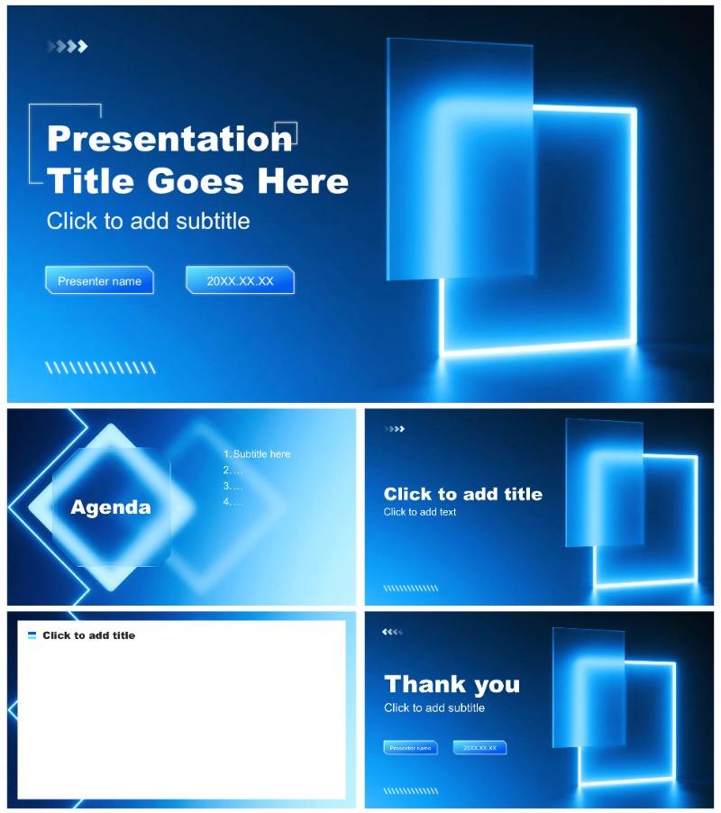 蓝色科技风大学生职业发展规划书PPT主题模板