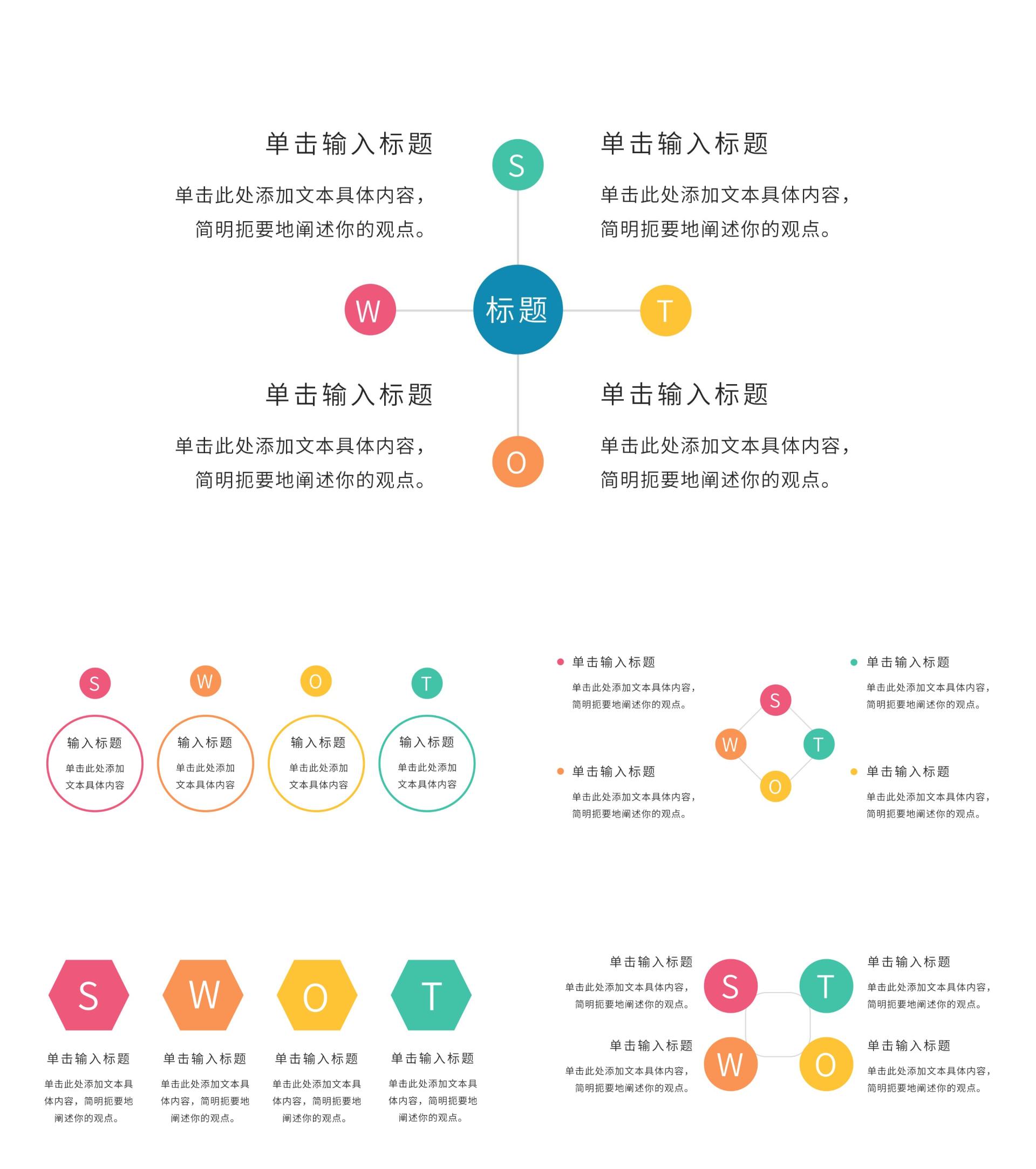 关系图SWOT页PPT模板