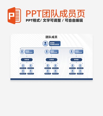 团队成员-蓝色极简商务风团队成员PPT单页