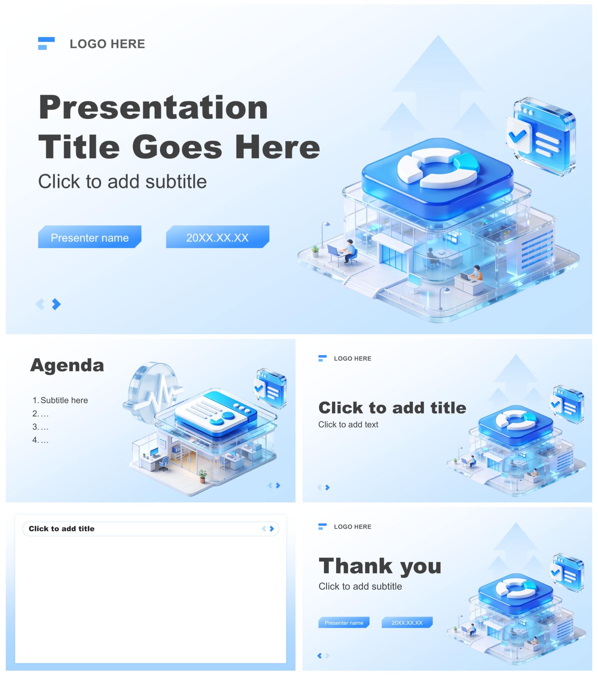 蓝色清新商务风工作述职年终成果汇报PPT主题模板