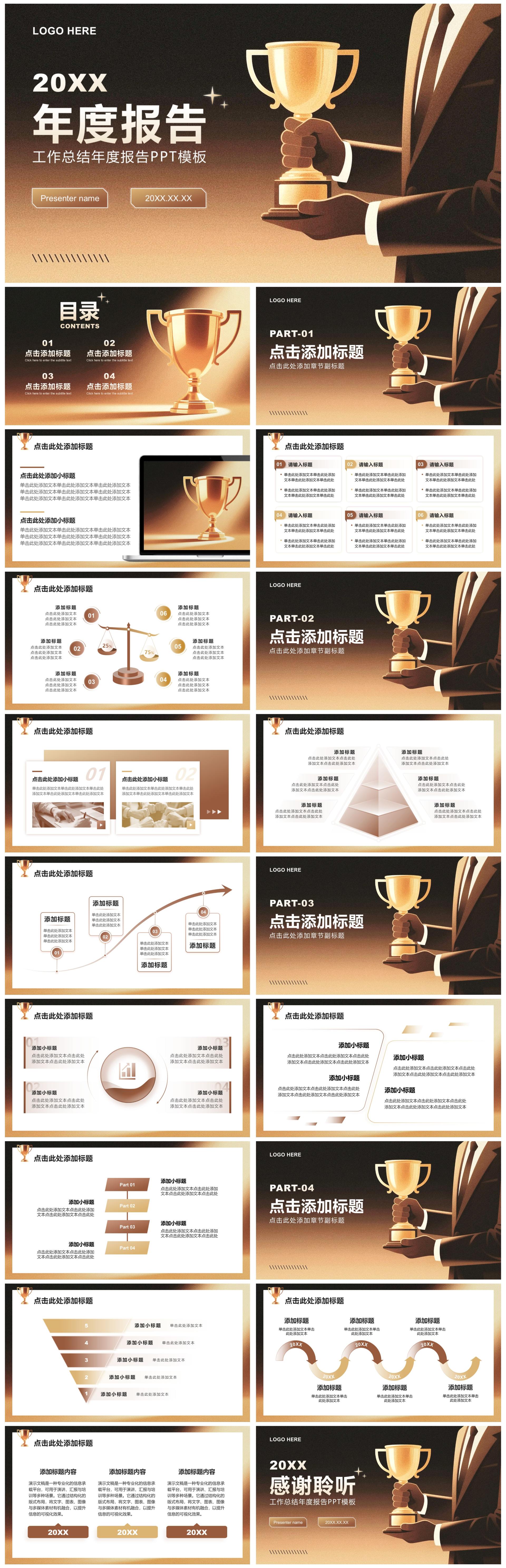 黑金色商务风职场工作总结年度报告PPT模板