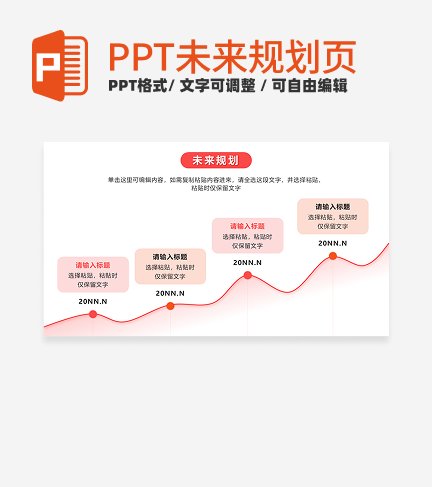 未来规划 - 粉橙色渐变时间轴PPT内页