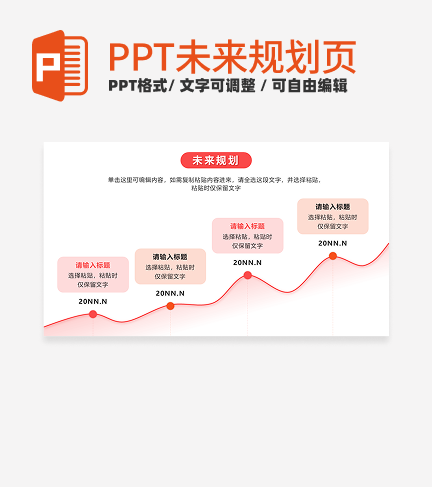 未来规划 - 粉橙色渐变时间轴PPT内页