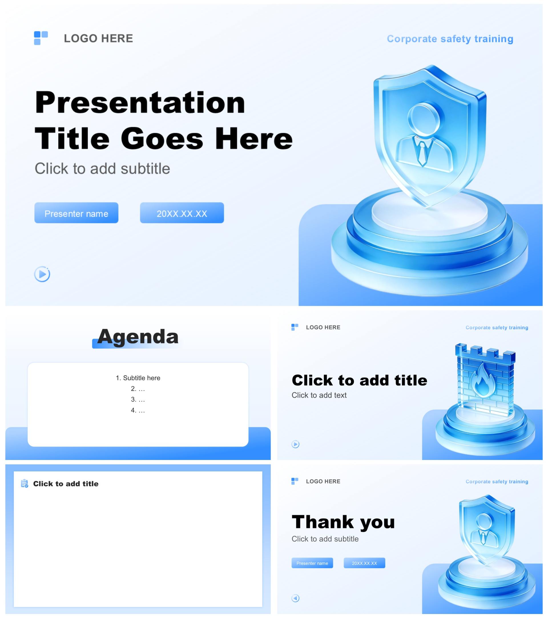 蓝色3D风国家安全教育日企业培训PPT主题模板