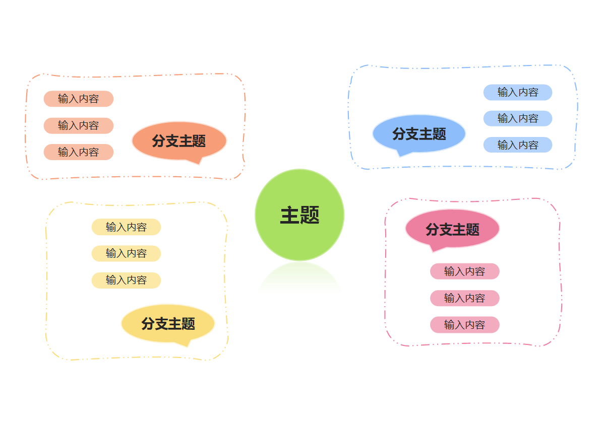 思维导图-多彩信息框横版思维导图